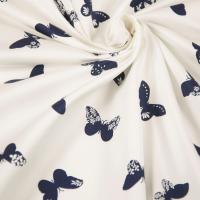 Hilco Stretch-Popeline Fluturi Schmetterlinge weiß/blau